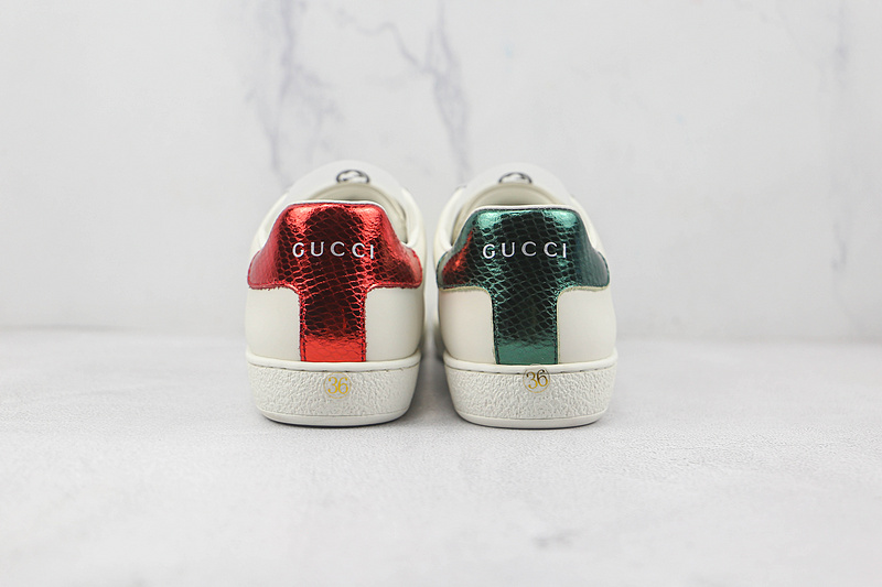 Gucci Ace Embroidered Low-Top Sneakers White/Green/Red 13