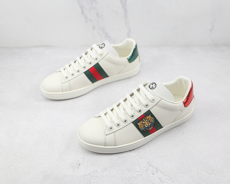 Gucci Ace Embroidered Low-Top Sneakers White/Green/Red 15