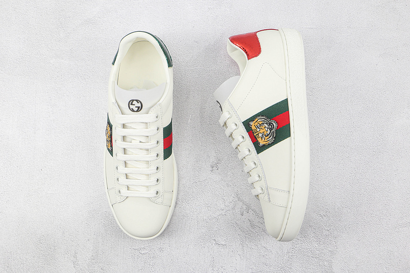 Gucci Ace Embroidered Low-Top Sneakers White/Green/Red 17