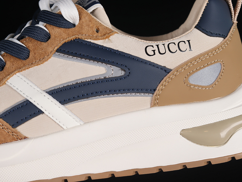 Gucci 22Ss Casual Sneakers Off White/Brown/Navy Blue 25