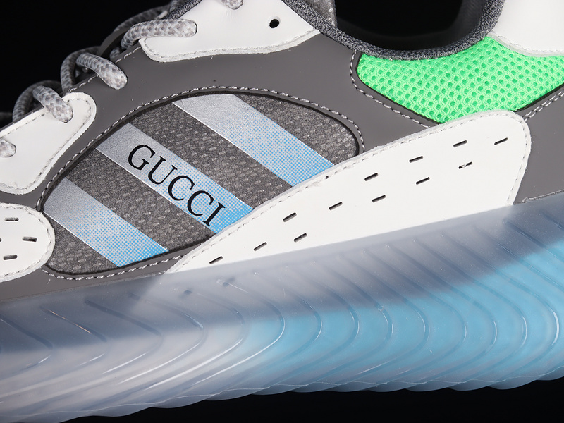 Gucci 22Ss Sports Casual Shoes Grey/White/Green 19