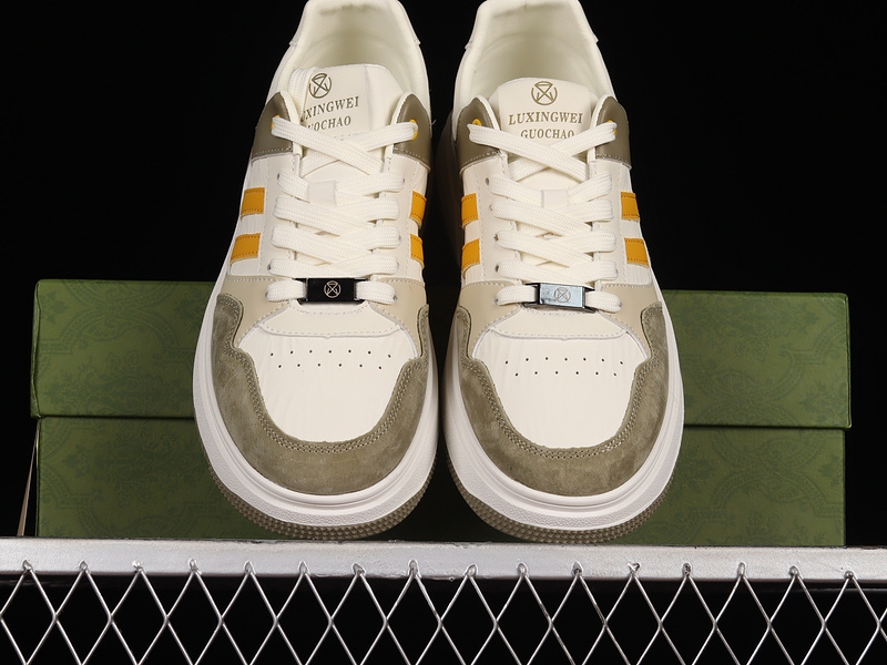 Gucci Casual Trendy Sneakers Army Green/White/Orange 19