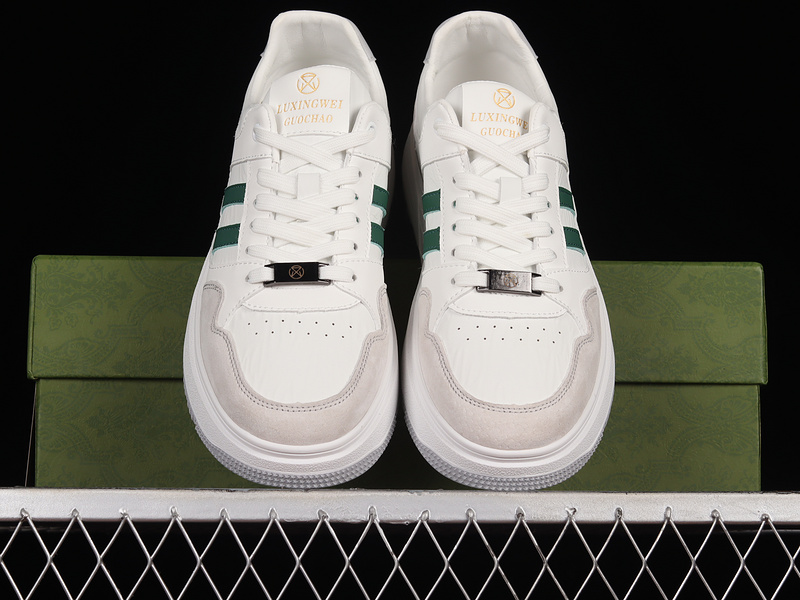 Gucci Casual Trendy Sneakers White/Light Grey/Green 3