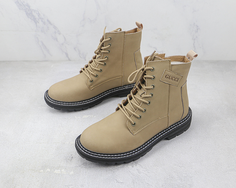 Gucci High Casual Martens Boots Light Khaki/Light Khaki/Black 17