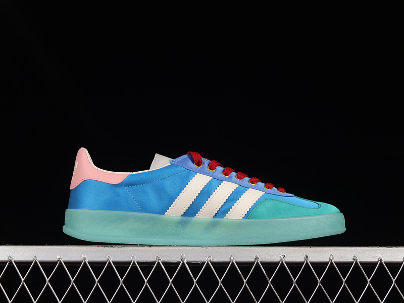 Gucci X Gazelle Shoes Blue/Green/Cloud White-Pink 17