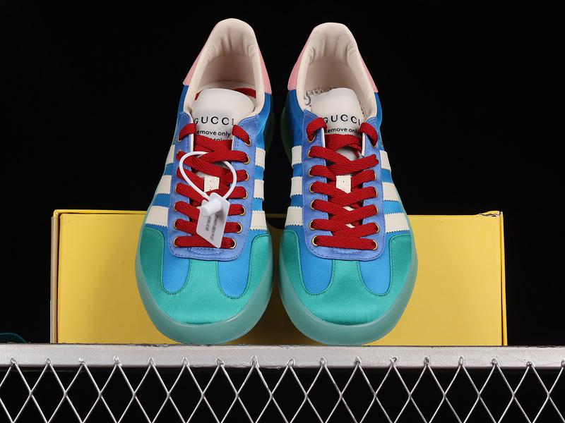 Gucci X Gazelle Shoes Blue/Green/Cloud White-Pink 19