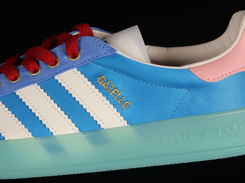 Gucci X Gazelle Shoes Blue/Green/Cloud White-Pink 21