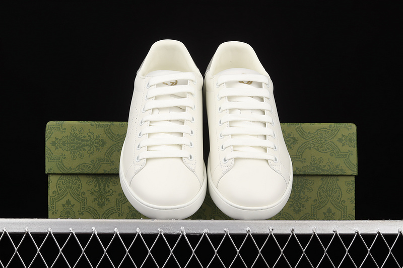 Gucci Ace Embroidered Low-Top Sneakers White/White/Light Grey 5