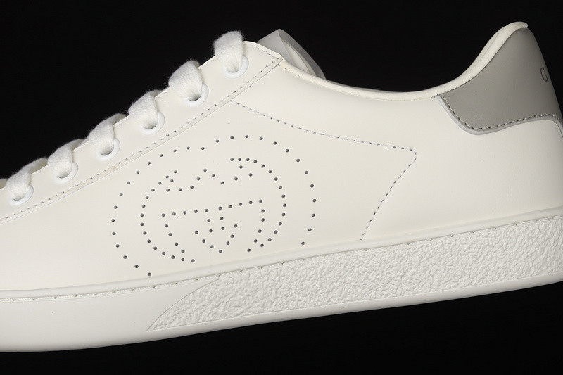 Gucci Ace Embroidered Low-Top Sneakers White/White/Light Grey 9