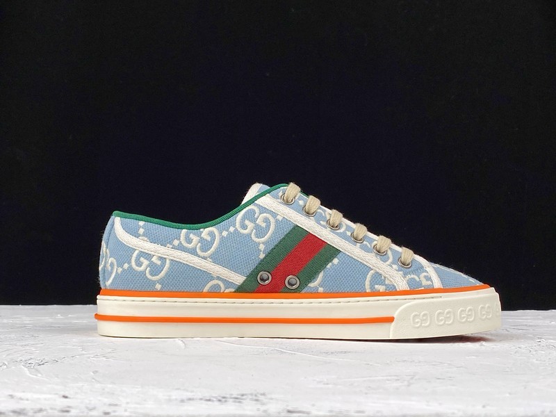 Gucci Ace Embroidered Low-Top Sneaker Blue/Orange/White 3