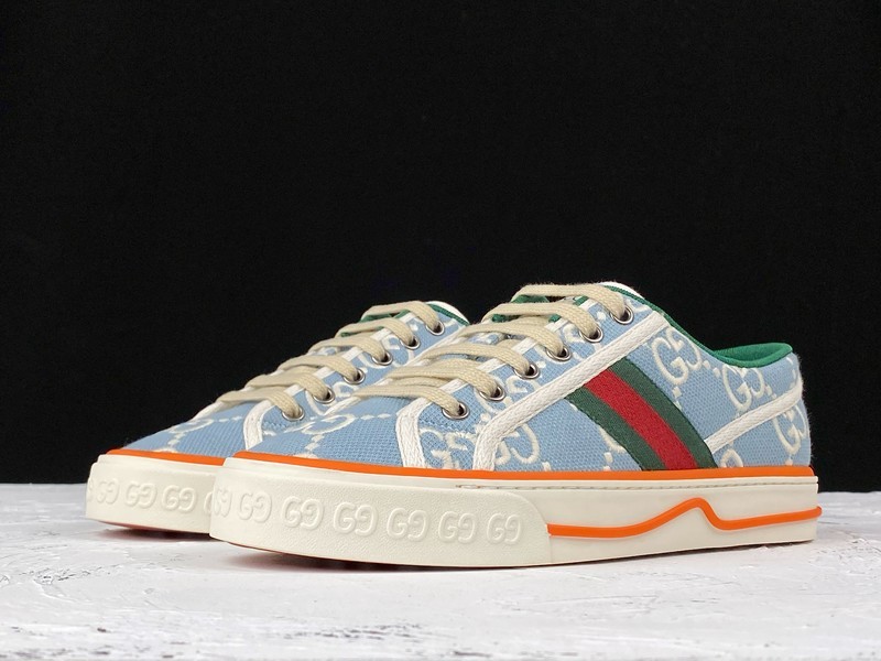 Gucci Ace Embroidered Low-Top Sneaker Blue/Orange/White 5