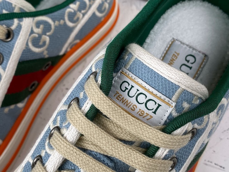 Gucci Ace Embroidered Low-Top Sneaker Blue/Orange/White 13