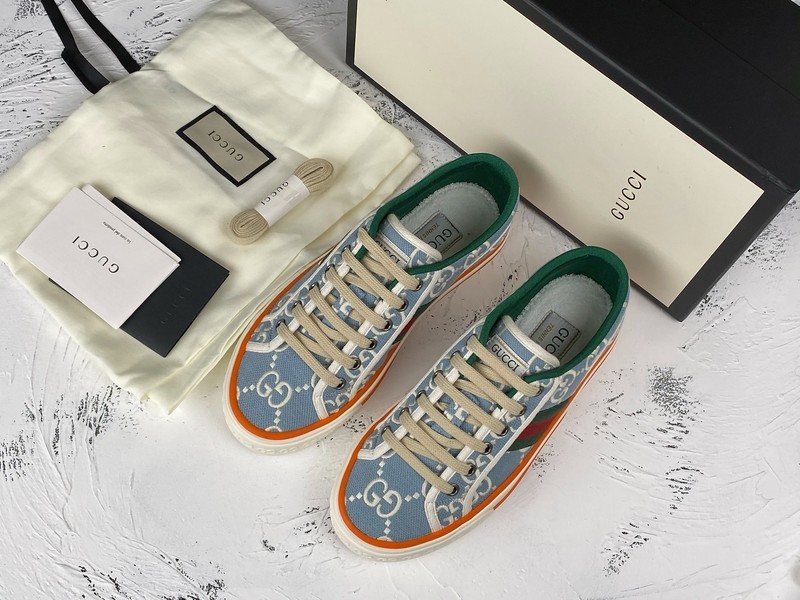 Gucci Ace Embroidered Low-Top Sneaker Blue/Orange/White 19