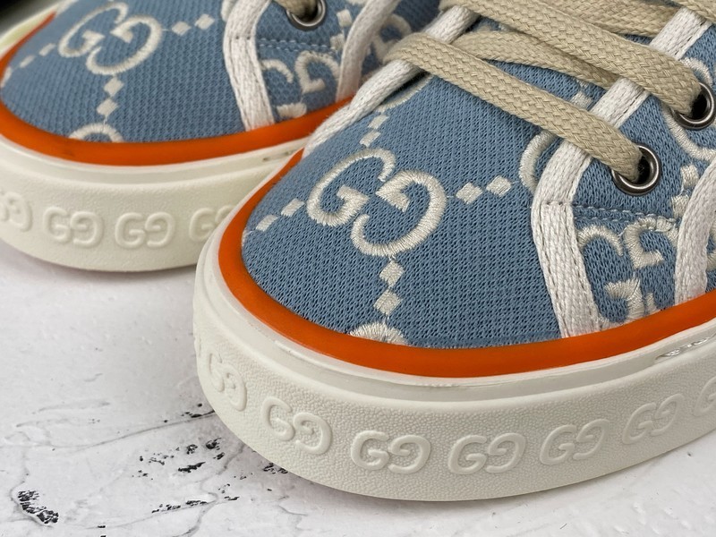 Gucci Ace Embroidered Low-Top Sneaker Blue/Orange/White 31