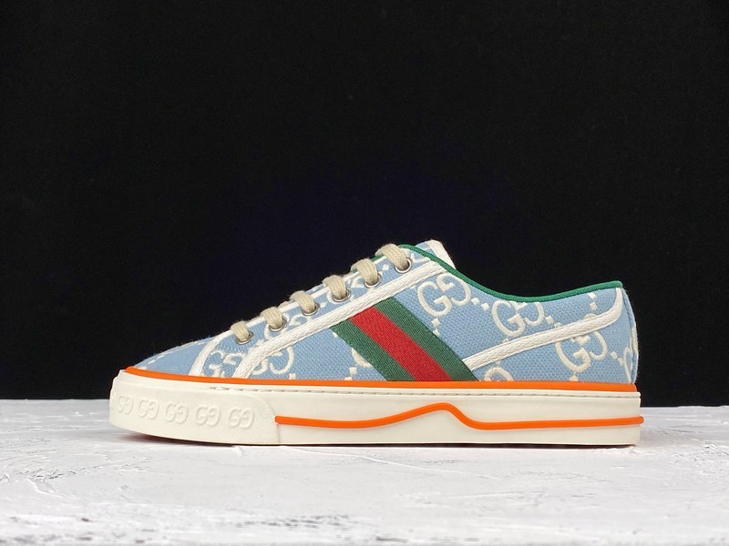 Gucci Ace Embroidered Low-Top Sneaker Blue/Orange/White 35