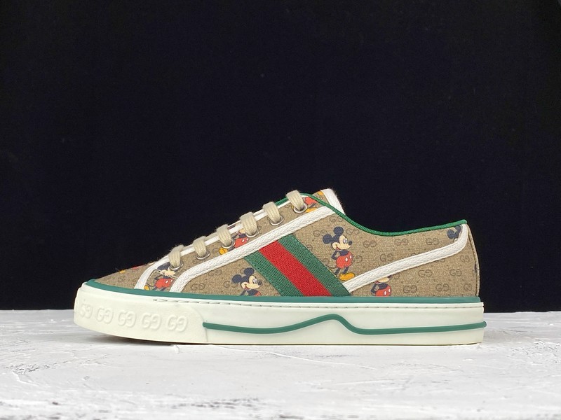 Gucci Ace Embroidered Low-Top Sneaker Light Brown/Green/Red 27