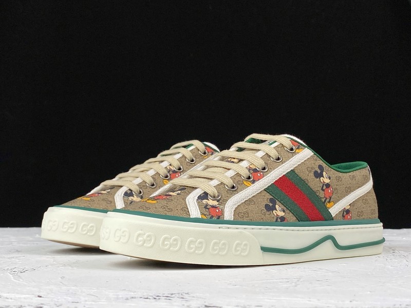 Gucci Ace Embroidered Low-Top Sneaker Light Brown/Green/Red 29