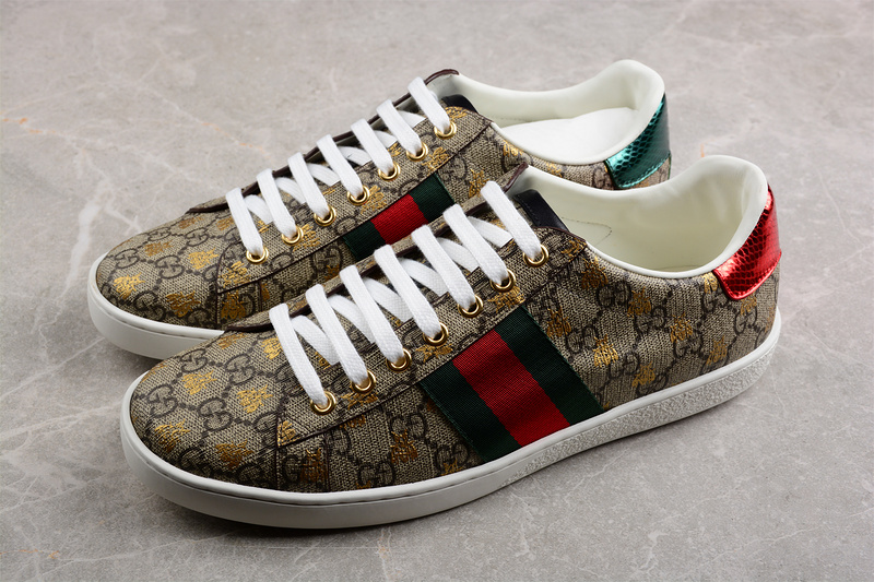 Gucci Distressed Screener Sneakers Brown/Navy Blue/Red 11