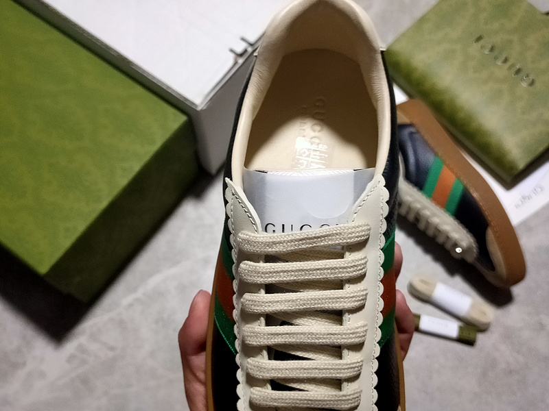 Gucci Ace Embroidered Low-Top Sneaker Black/Brown/Green-Red 9