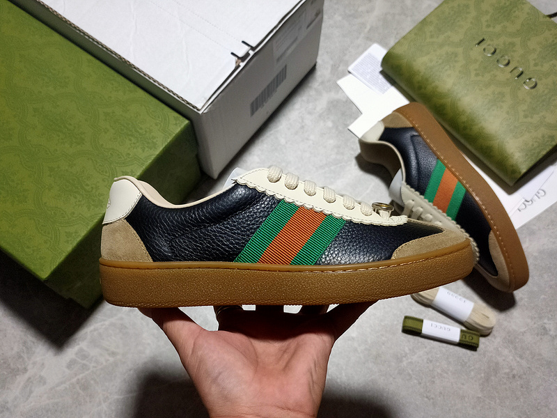 Gucci Ace Embroidered Low-Top Sneaker Black/Brown/Green-Red 15