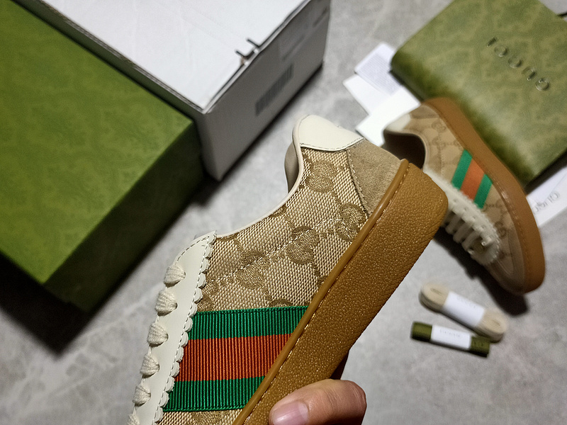 Gucci Ace Embroidered Low-Top Sneaker Brown/Green/Red-Beige 9