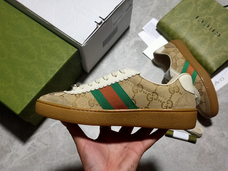 Gucci Ace Embroidered Low-Top Sneaker Brown/Green/Red-Beige 19