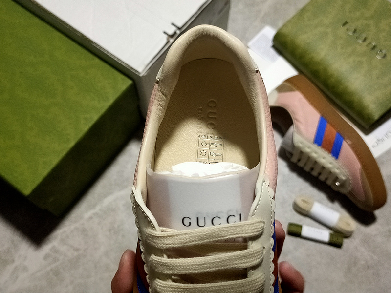 Gucci Ace Embroidered Low-Top Sneaker Pink/Brown/Blue-Red 3