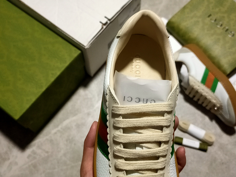 Gucci Ace Embroidered Low-Top Sneaker White/Green/Red-Beige 15