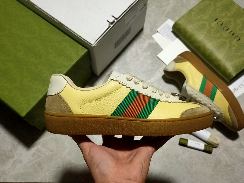 Gucci Ace Embroidered Low-Top Sneaker Yellow/Brown/Green-Red 5