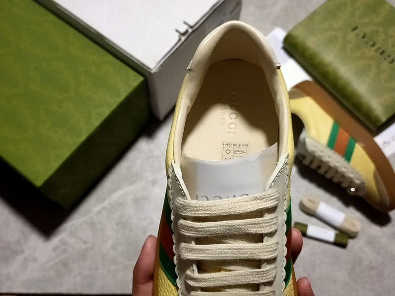 Gucci Ace Embroidered Low-Top Sneaker Yellow/Brown/Green-Red 7