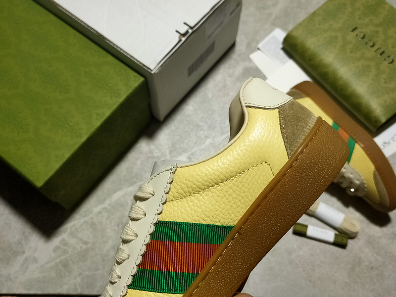 Gucci Ace Embroidered Low-Top Sneaker Yellow/Brown/Green-Red 13