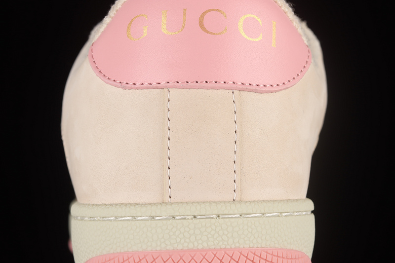 Gucci Distressed Screener Sneakers Beige/Green/Red-Pink 25