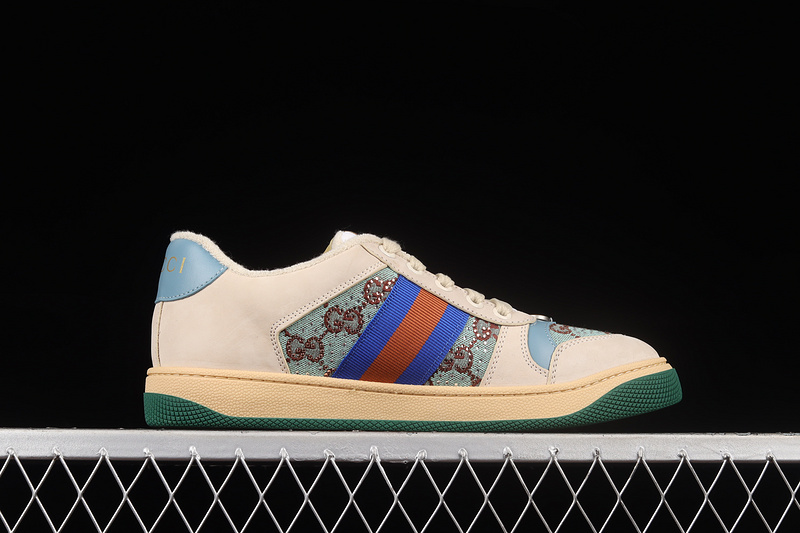 Gucci Distressed Screener Sneakers Blue/Red/Beige 19