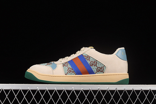 Gucci Distressed Screener Sneakers Blue/Red/Beige 25