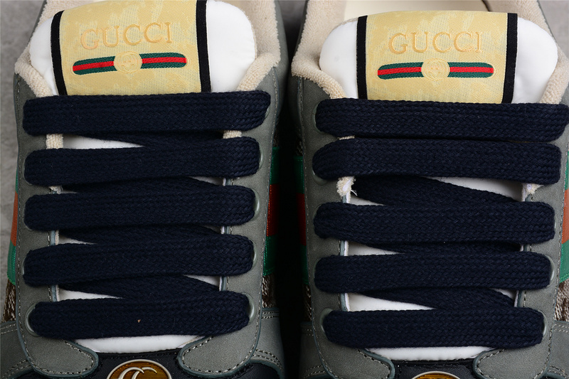 Gucci Distressed Screener Sneakers Dark Grey/Green/Red 39