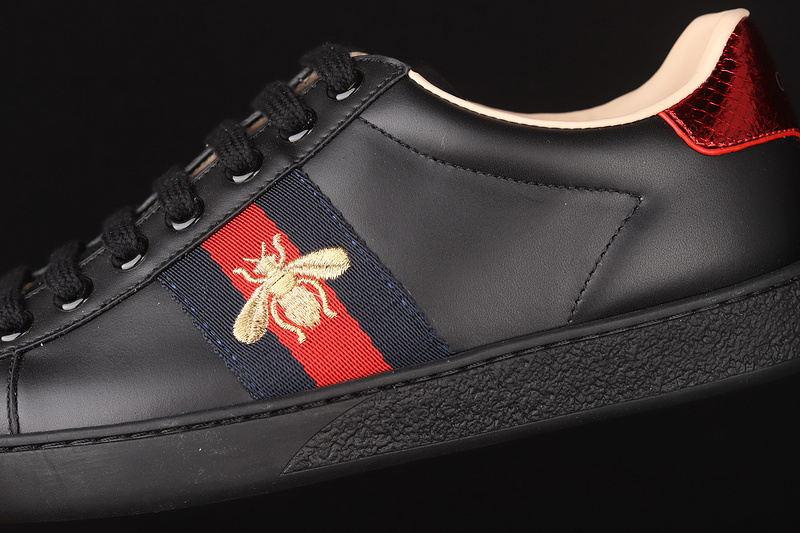 Gucci Ace Embroidered Sneakers Black/Red/Gold 5