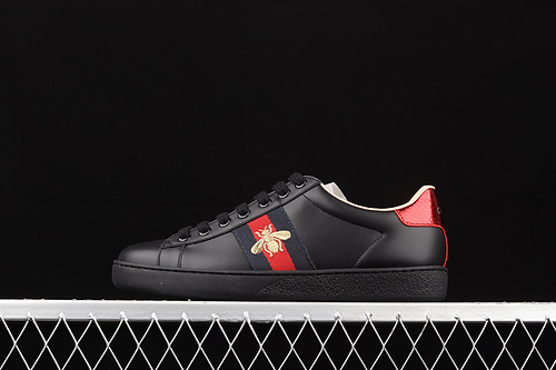 Gucci Ace Embroidered Sneakers Black/Red/Gold 9