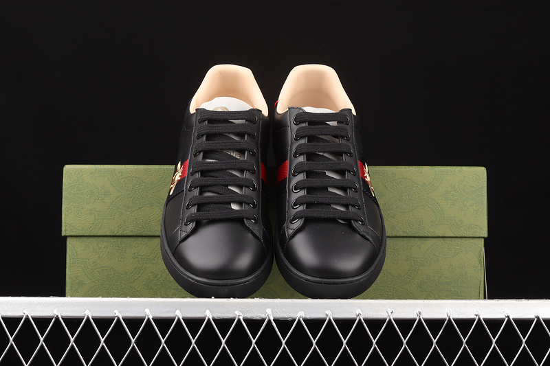 Gucci Ace Embroidered Sneakers Black/Red/Gold 11