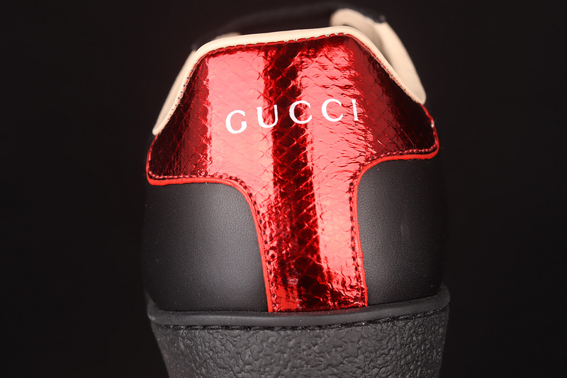 Gucci Ace Embroidered Sneakers Black/Red/Gold 23