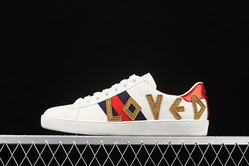 Gucci Ace Embroidered Sneakers White/Navy Blue/Red-Brown 3