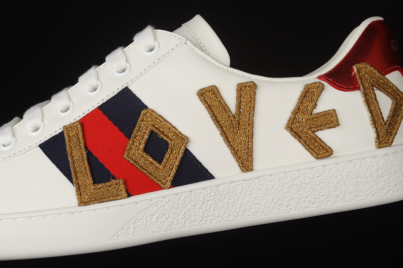 Gucci Ace Embroidered Sneakers White/Navy Blue/Red-Brown 11