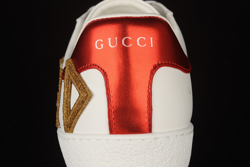 Gucci Ace Embroidered Sneakers White/Navy Blue/Red-Brown 25