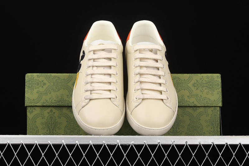 Gucci Ace Embroidered Low-Top Sneaker Beige/Orange/Black 5