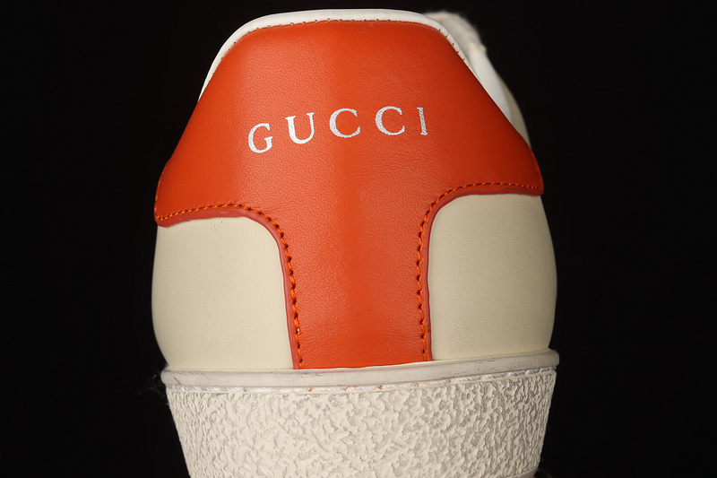 Gucci Ace Embroidered Low-Top Sneaker Beige/Orange/Black 13