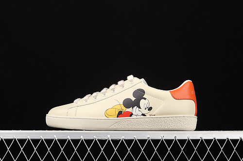 Gucci Ace Embroidered Low-Top Sneaker Beige/Orange/Black 25