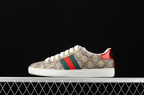 Gucci Ace Embroidered Low-Top Sneakers Khaki/Green/Red 17