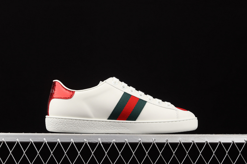 Gucci Ace Embroidered Low-Top Sneakers White/Red/Navy Blue 7