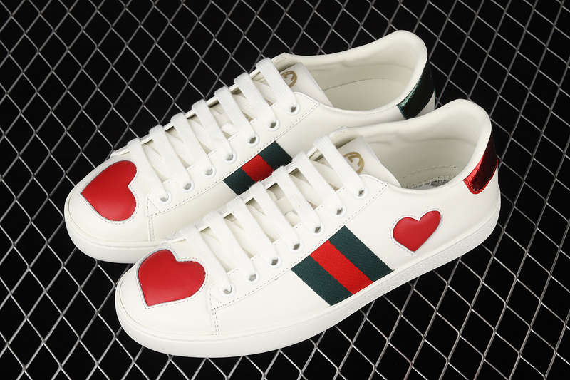 Gucci Ace Embroidered Low-Top Sneakers White/Red/Navy Blue 9