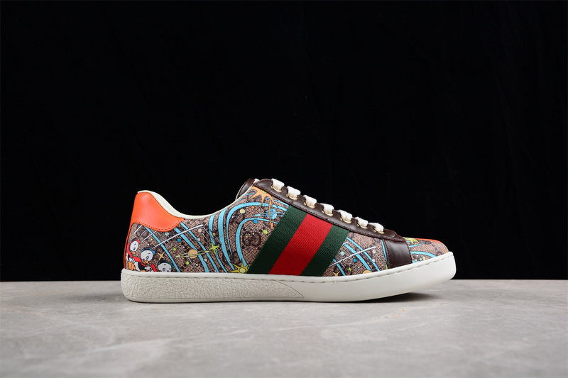 Gucci Ace Low Casual Board Shoes Multi-Color/Brown/Orange 7