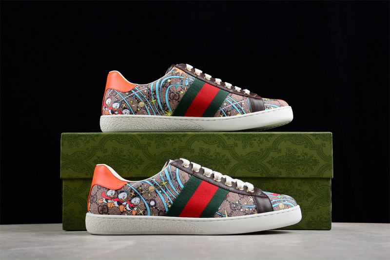 Gucci Ace Low Casual Board Shoes Multi-Color/Brown/Orange 29